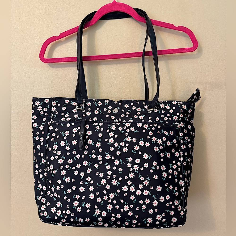 Kate Spade Jae Navy White Fleurette Floral Large Nylon Tote Bag NWOT - Picture 5 of 16